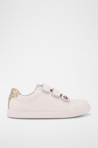 Sneakers en cuir Edith Glitters - Blanc et doré