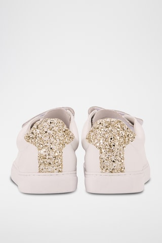 Sneakers en cuir Edith Glitters - Blanc et doré