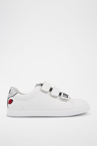 Sneakers en cuir Edith Love Gang - Blanc et argenté