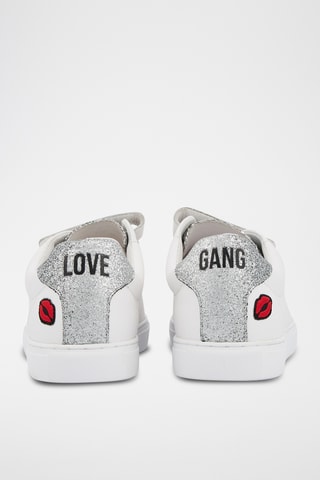 Sneakers en cuir Edith Love Gang - Blanc et argenté