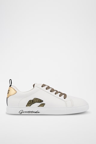 Sneakers en cuir Betty Love Gang - Blanc et doré