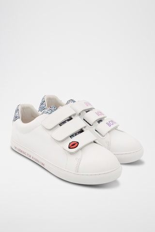 Sneakers en cuir Edith - Blanc et bleu