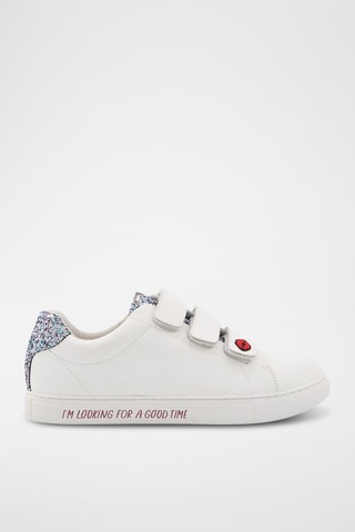 Sneakers en cuir Edith - Blanc et bleu