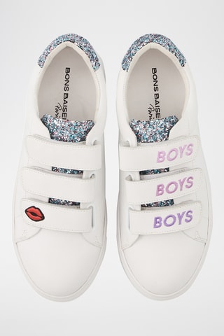 Sneakers en cuir Edith - Blanc et bleu