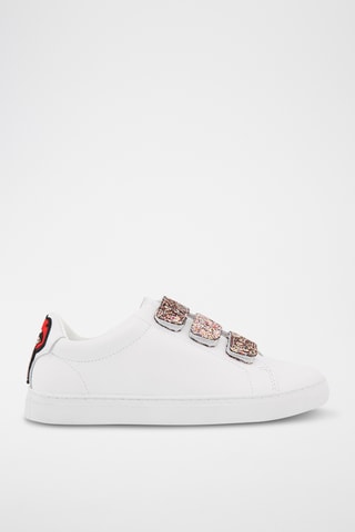 Sneakers en cuir Edith - Blanc et rose