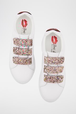 Sneakers en cuir Edith - Blanc et rose