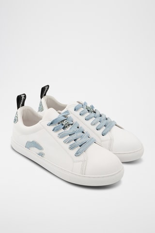 Sneakers en cuir Betty - Blanc et bleu clair