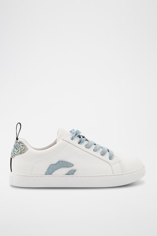 Sneakers en cuir Betty - Blanc et bleu clair