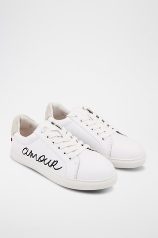 Sneakers en cuir Simone Amour - Blanc et noir