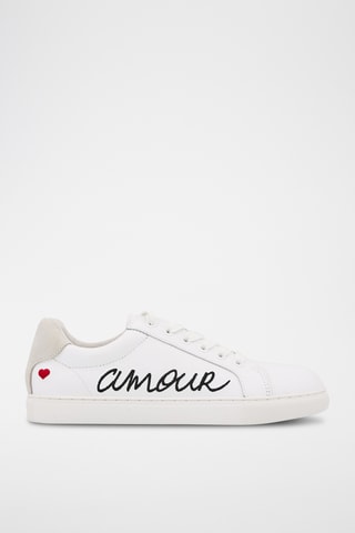 Sneakers en cuir Simone Amour - Blanc et noir