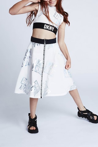 Jupe patineuse - Blanc, noir et argenté - DKNY