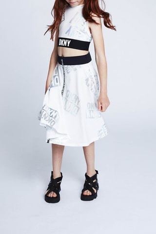 Jupe patineuse - Blanc, noir et argenté - DKNY