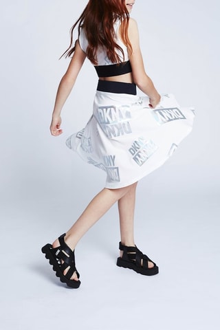 Jupe patineuse - Blanc, noir et argenté - DKNY