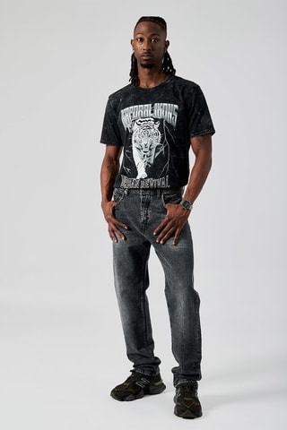 Calças de ganga direitas - Cinzento-escuro