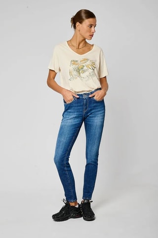 Calças de ganga slim Flor - Azul