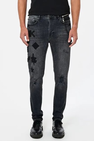 Calças de ganga slim - Cinzento-escuro