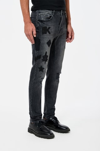 Calças de ganga slim - Cinzento-escuro