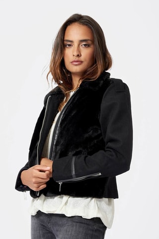 Casaco bi-matéria Daho Preto