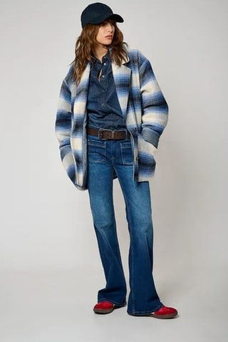 Casaco oversize Santo - Azul e cru