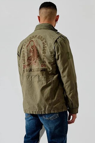 Casaco regular com capuz- Caqui