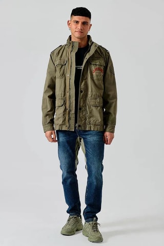 Casaco regular com capuz- Caqui