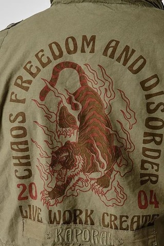 Casaco regular com capuz- Caqui