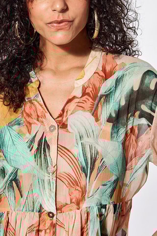 Vestido-camisa Jadis - Salmão e verde