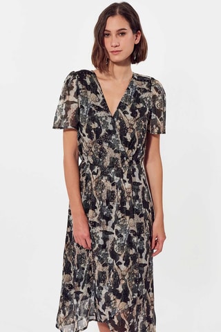 Vestido midi Persa - Preto e bege