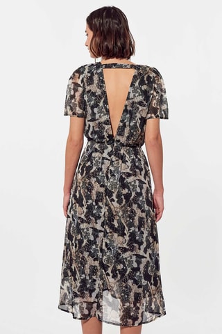 Vestido midi Persa - Preto e bege