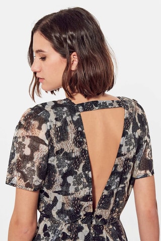 Vestido midi Persa - Preto e bege