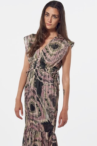 Vestido midi Naiad - Verde e rosa