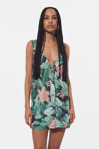 Vestido direito Bena Antracite e verde-claro