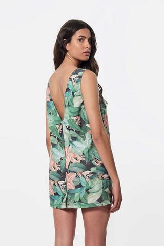 Vestido direito Bena Antracite e verde-claro