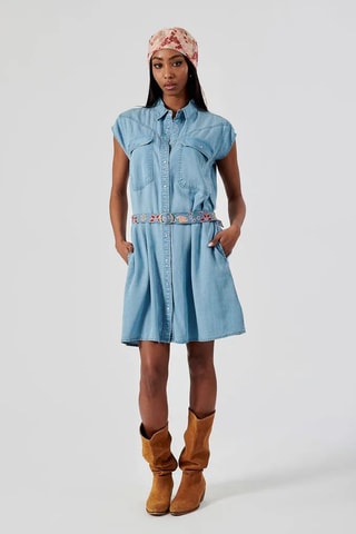 Vestido regular sem mangas - Azul-claro