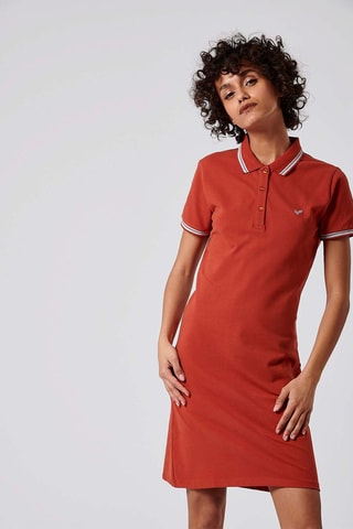 Vestido-polo em algodão biológico Julix - Vermelho