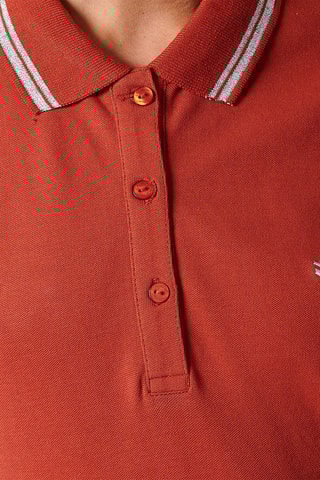 Vestido-polo em algodão biológico Julix - Vermelho