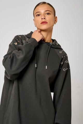 Vestido-sweat com capuz Meg  - Cinzento-escuro
