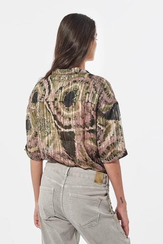 Camisa plissada Neka - Verde e rosa