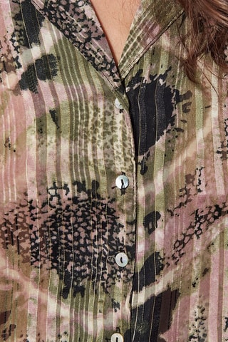 Camisa plissada Neka - Verde e rosa