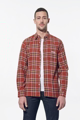 Camisa regular em algodão biológico Paz - Vermelho-tijolo