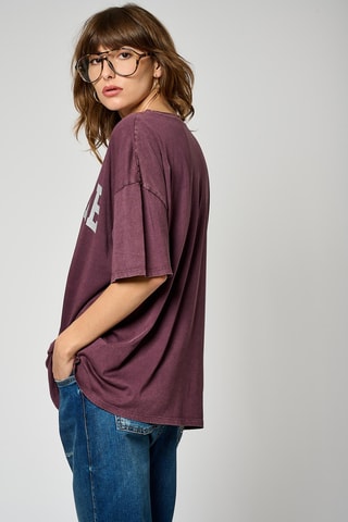 T-shirt oversize em algodão biológico Sassy - Bordô