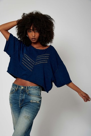T-shirt oversize em algodão biológico Steal - Índigo