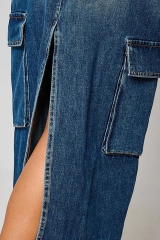 Saia comprida com abertura de ganga Bika - Azul