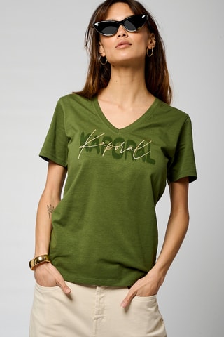 T-shirt em algodão biológico Vasicw11 - Caqui