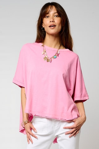 T-shirt oversize em algodão biológico Vison - Rosa