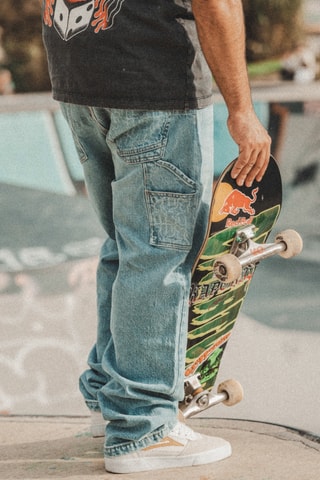 Calças de ganga relaxed Roxe - Azul-celeste