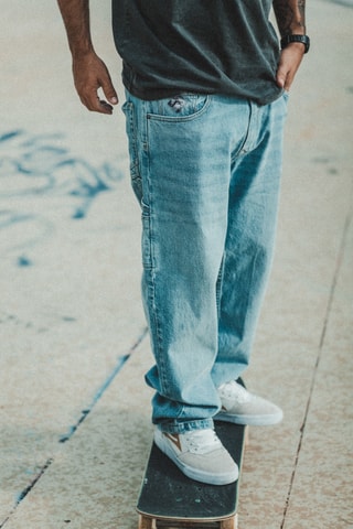 Calças de ganga relaxed Roxe - Azul-celeste