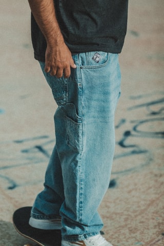 Calças de ganga relaxed Roxe - Azul-celeste