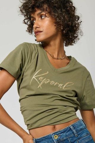 T-shirt em algodão biológico Signe - Caqui