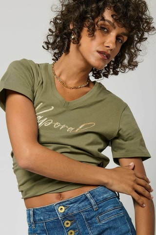 T-shirt em algodão biológico Signe - Caqui